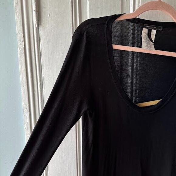 BCBG Maxazria Tunic Womens Medium Black Knit Mesh Trim Drape Whimsigoth Witchy - Picture 4 of 9